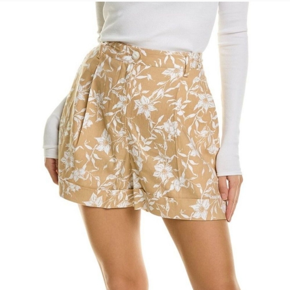 Rag and Bone Ivy Print Tan Linen Blend Shorts
